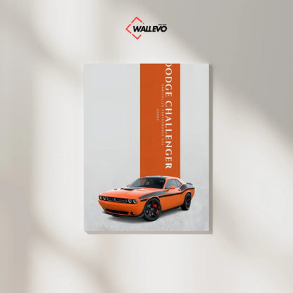 Orange Dodge Challenger Plywood Crystal Frame – A Bold Statement for Muscle Car Lovers